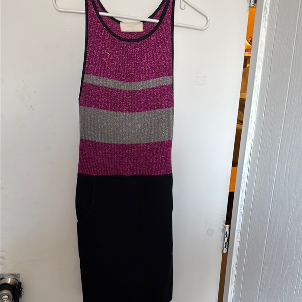 Malo Pink and Black Sleeveless Mini Dress